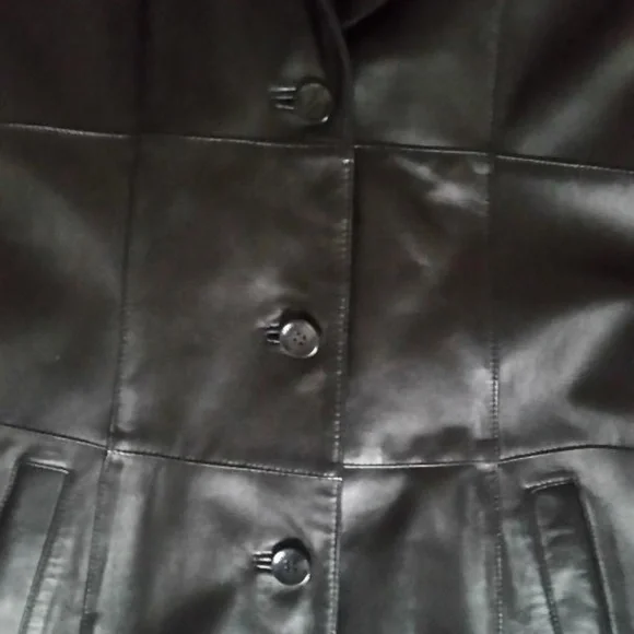 Wilsons Black Leather Trench Coat - Picture 6 of 7
